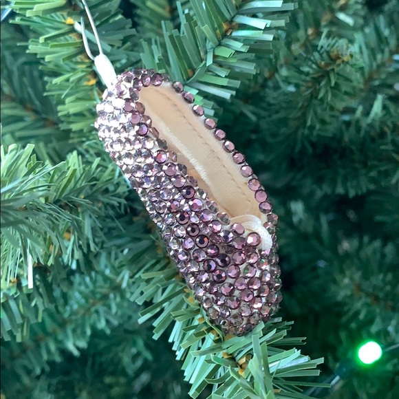 Ballet Pointe Shoe Ornament Antique Pink Swarovski - Picture 3 of 12